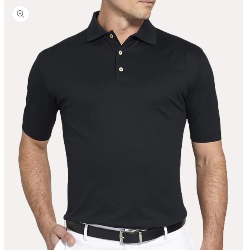 Peter Millar Navy Blue Cotton Lisle Short Sleeve Polo Size Medium